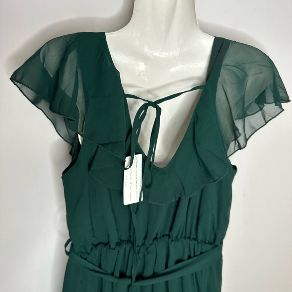 New! Simplee Solid Chiffon Wrap Formal Maxi Ruffle Split Dress SMALL - Picture 9 of 15
